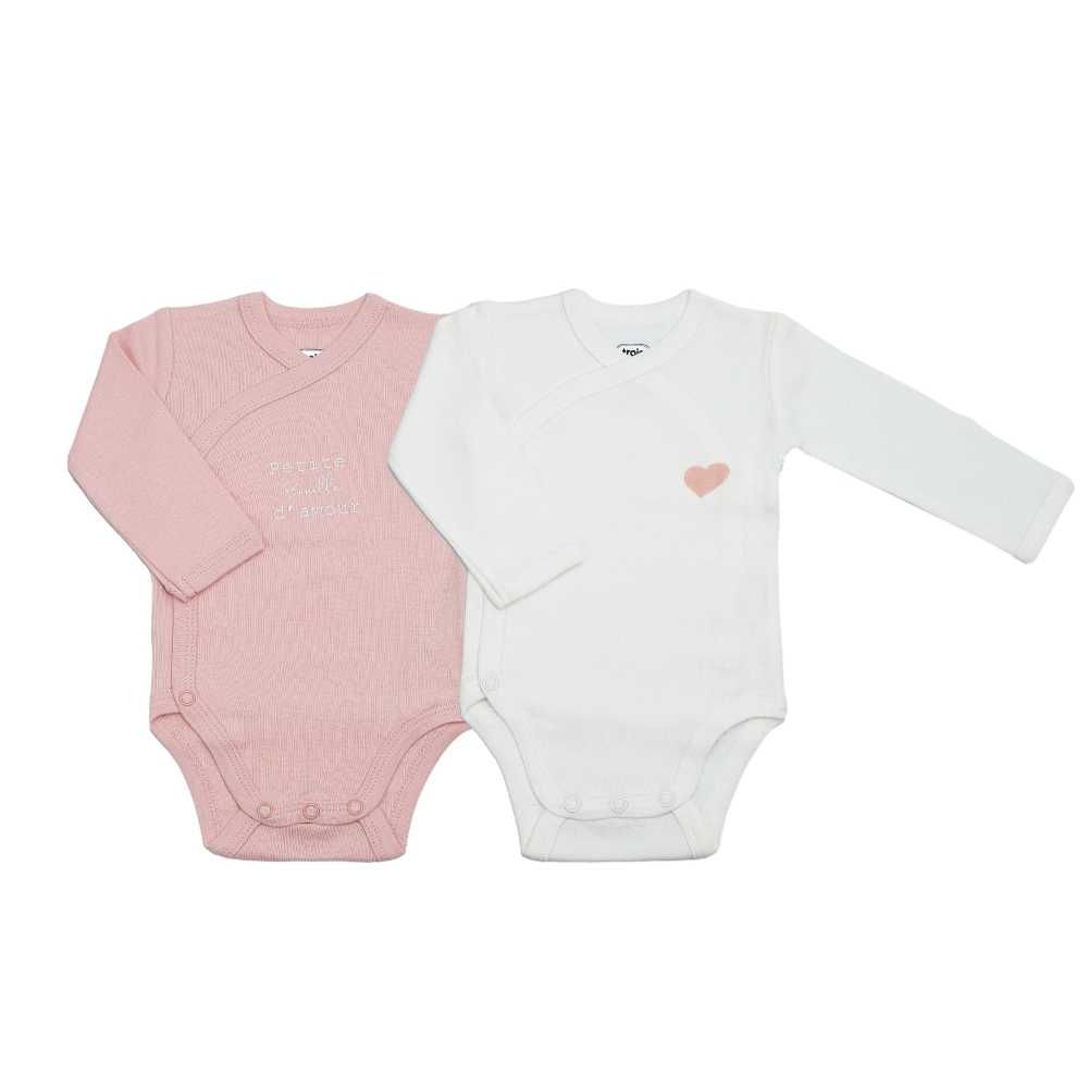 Lot 2 bodies naissance en coton rose - enfant