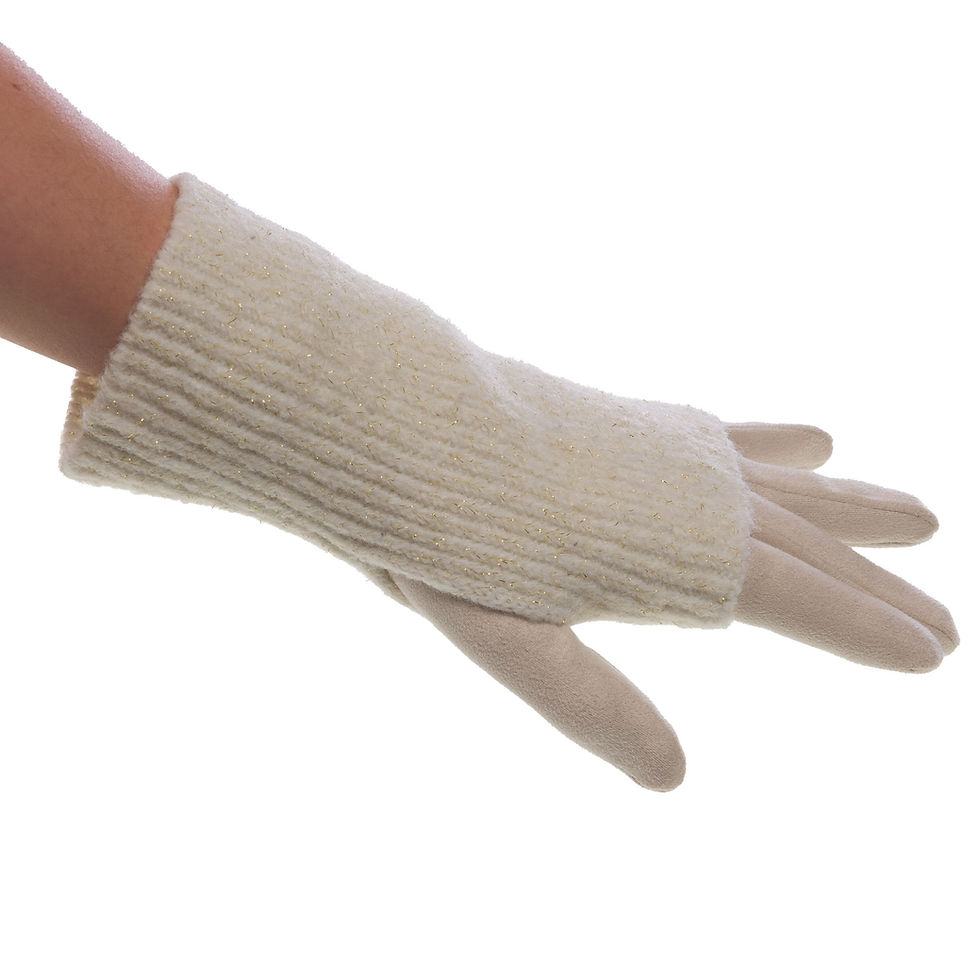 Gant en tricot et suédine original crème amadeus