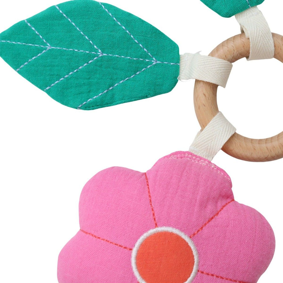 Miniature : Hochet original bébé fleur rose Joli Paon enfant le petit souk