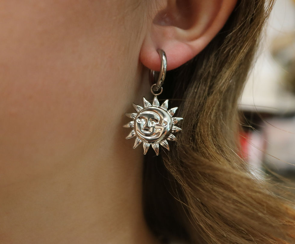 Boucles d'oreilles en acier inoxydable argentées, soleil satine