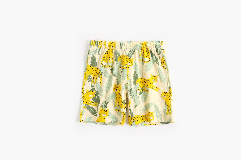 Miniature : Ensemble original short et t-shirt léopard jaune jungle enfant apple bébé