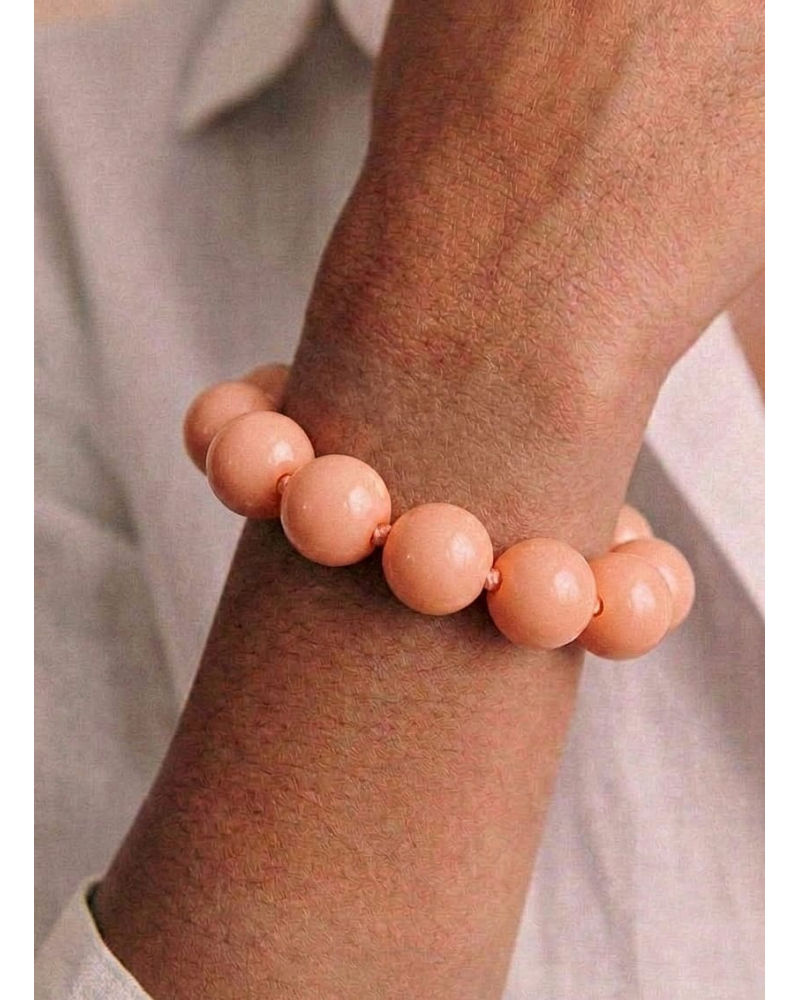 Bracelet original femme à perles en résine pêche doré mile mila