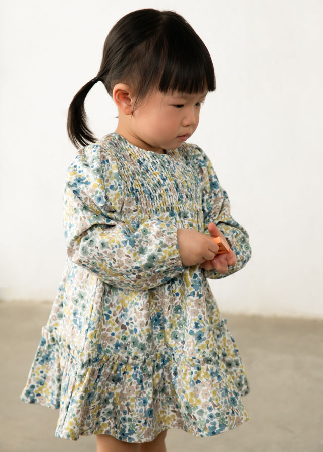 Robe originale fleurie bleu anis enfant mayoral