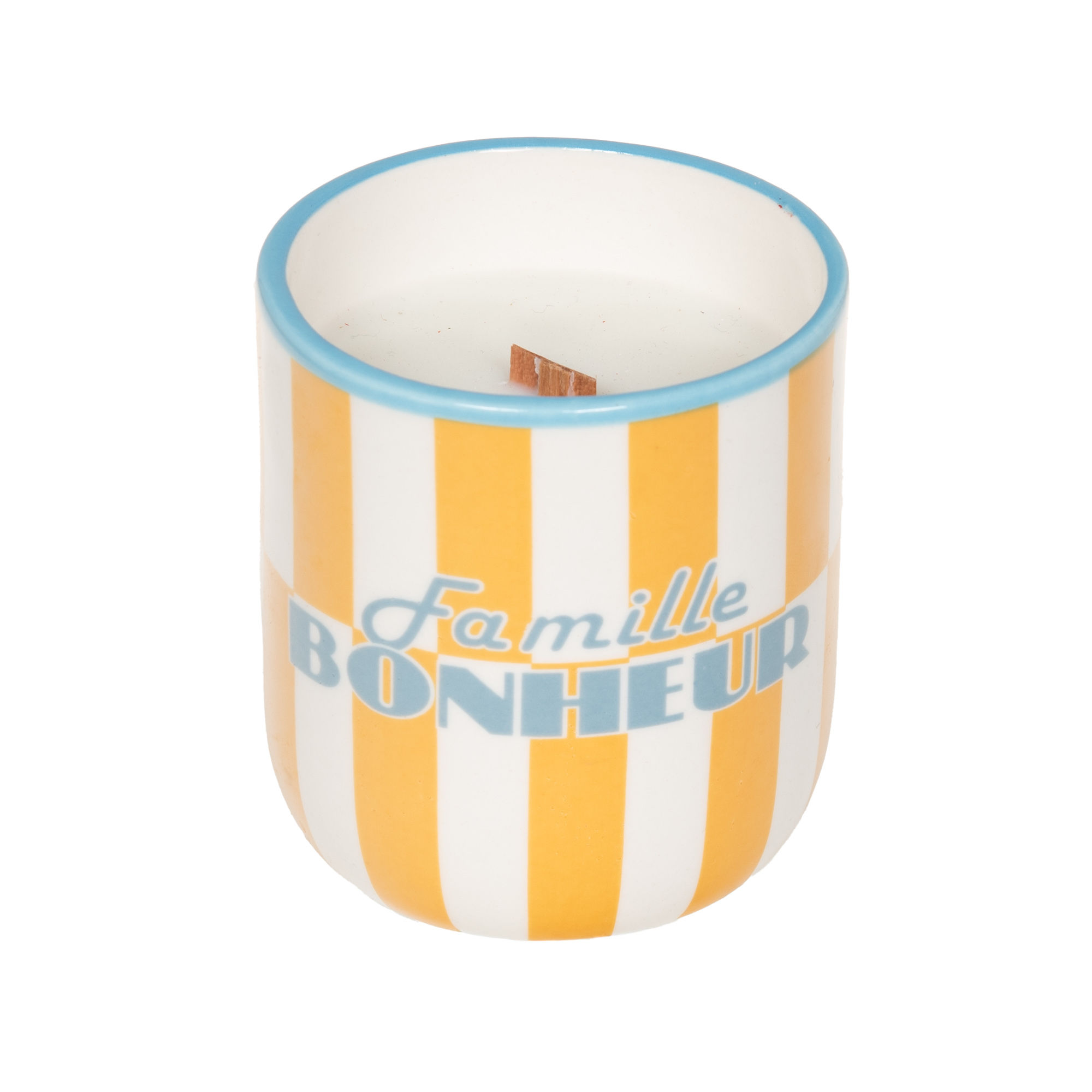 Bougie originale rayée jaune, Famille bonheur amadeus