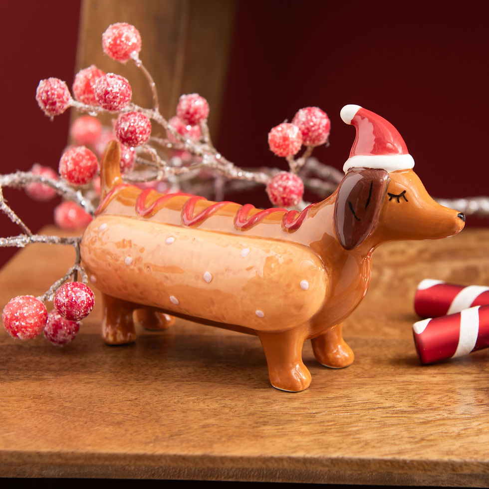 Décoration originale chien saucisse en céramique amadeus