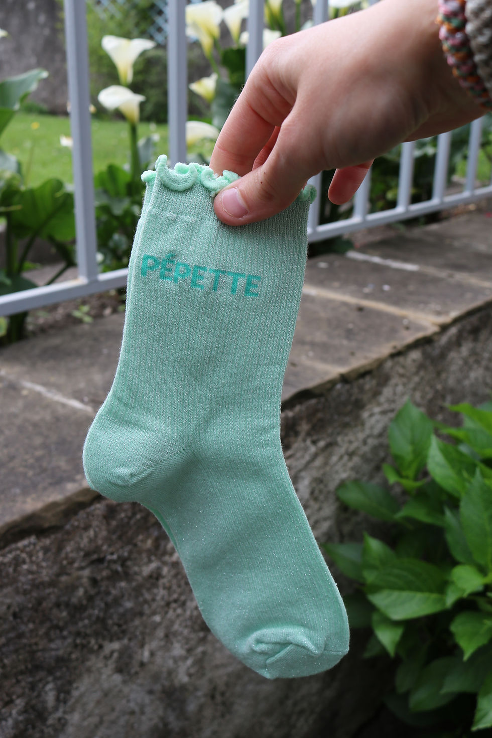 Chaussettes à paillettes originales femme bleu ciel, Pepette