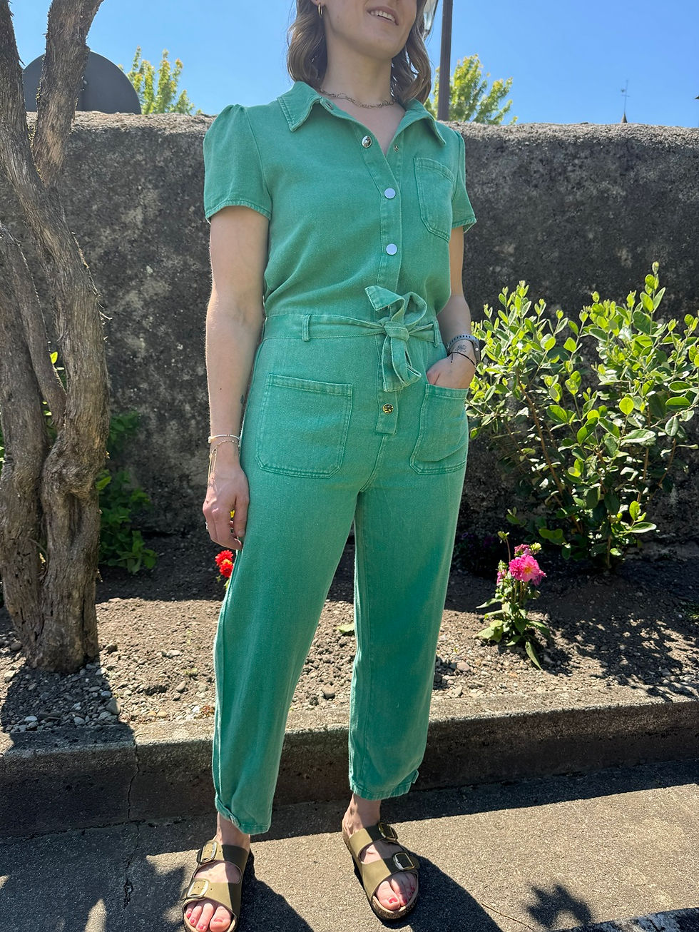 Combinaison pantalon originale femme verte, Natalia