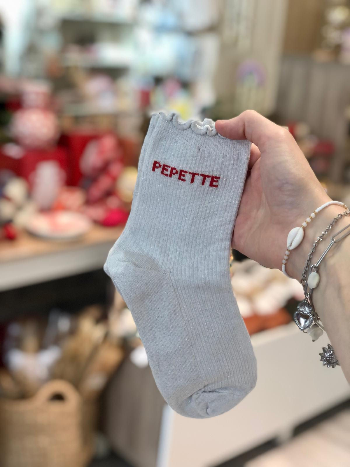 Chaussettes à paillettes originales blanc pepette mile mila
