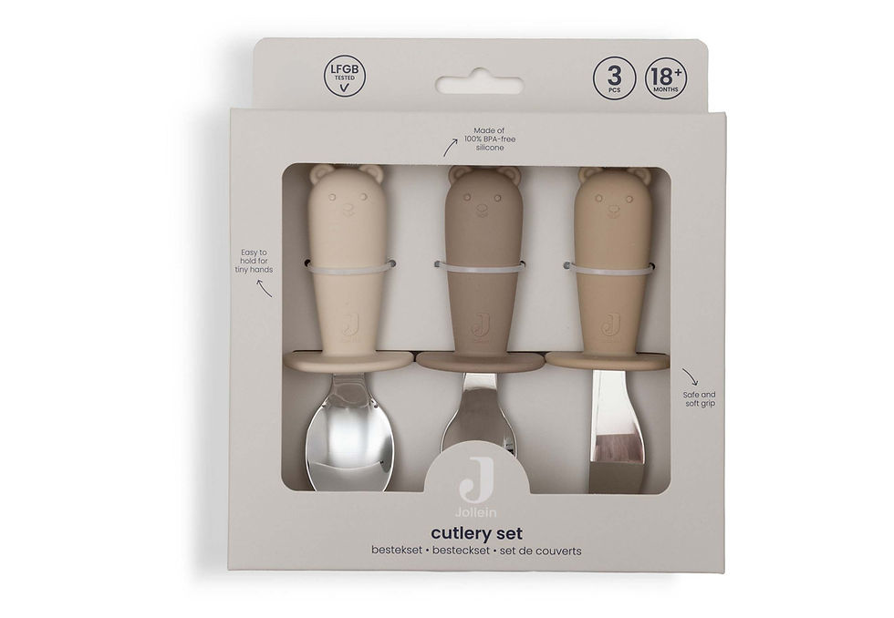 Miniature : Lot de 3 couverts silicone Natural Shades enfant jollein