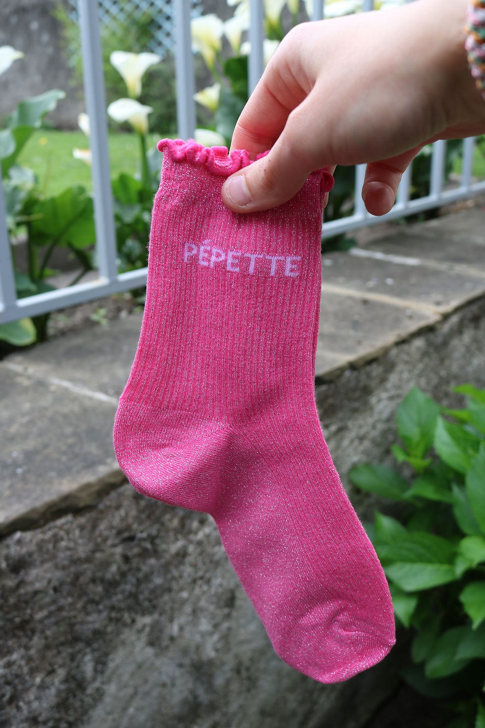 Chaussettes à paillettes originales femme rose foncé, Pepette