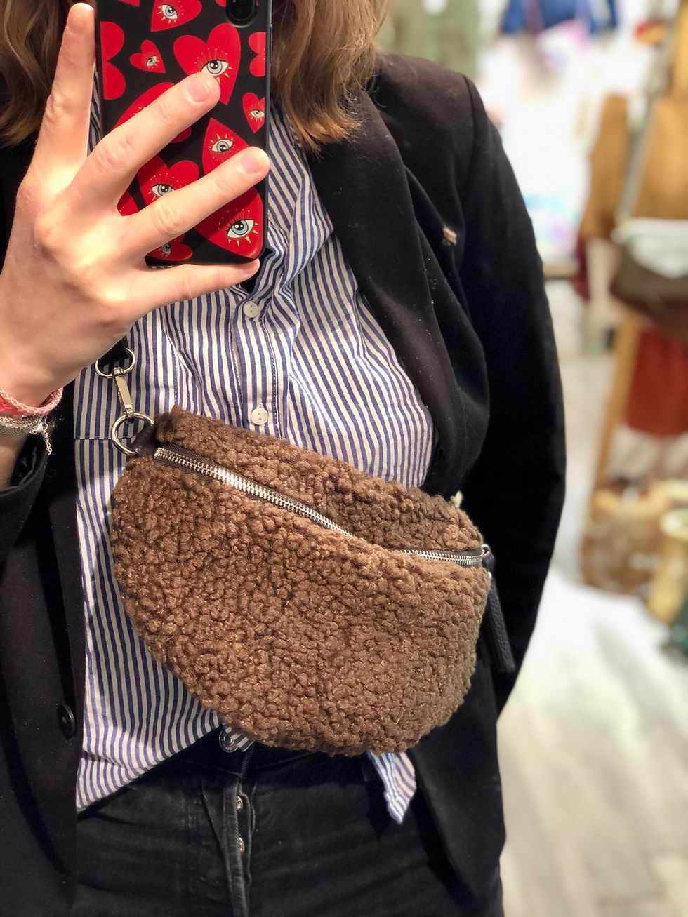 Sac à main banane original femme moumoute marron, Blush cinnamon
