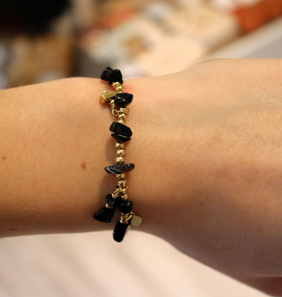 Bracelet original femme acier inoxydable doré, noir mile mila