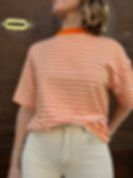 T-shirt original femme rayé orange et blanc, Ella