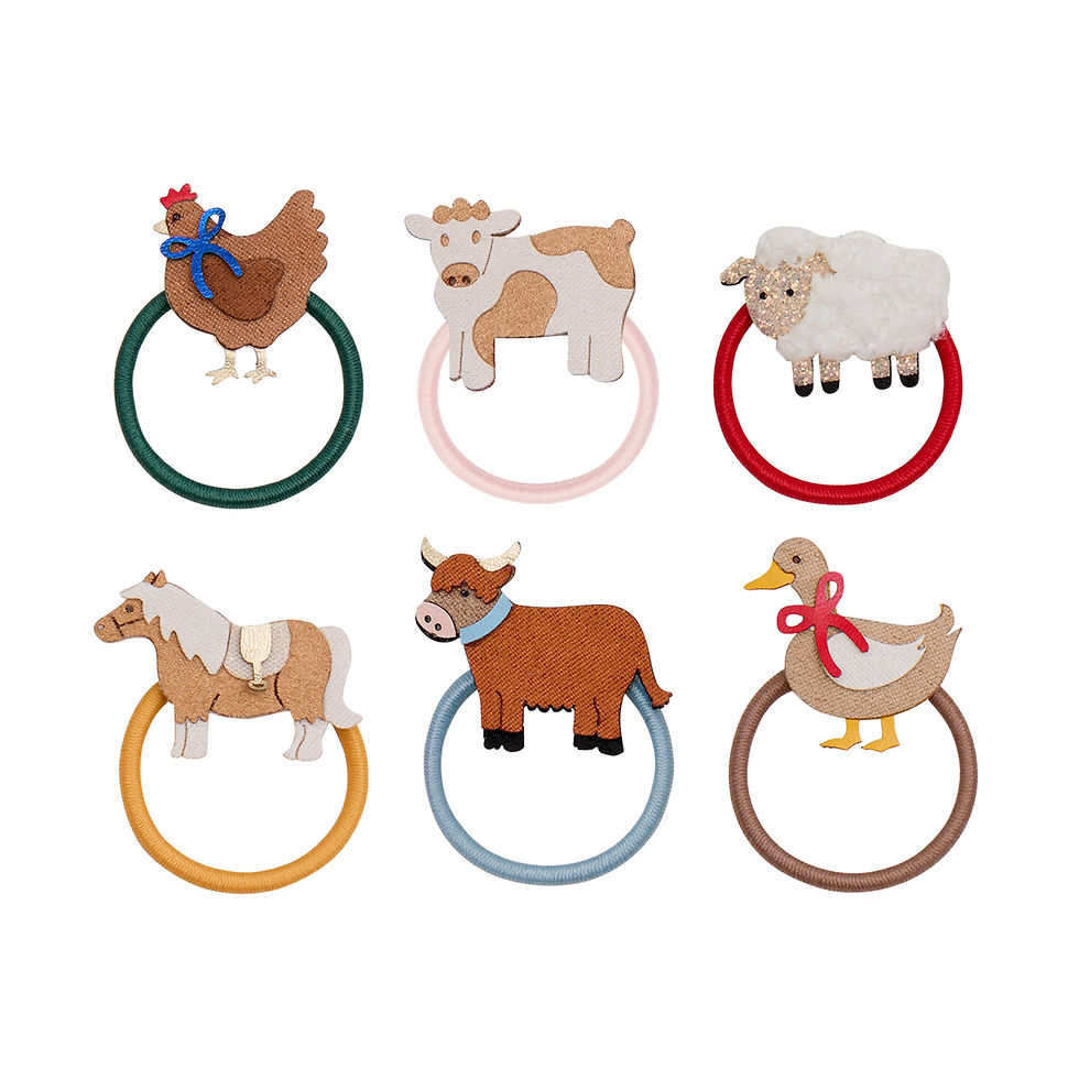 Miniature : Set de 6 élastiques originaux animaux ferme enfant mimi & lula