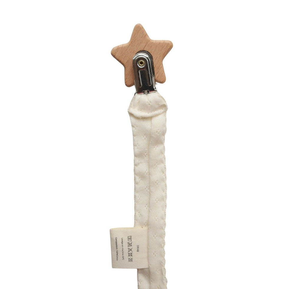 Attache sucette original bébé clip étoile écru pointelle enfant le petit souk