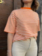 T-shirt original femme rayé orange et blanc, Ella
