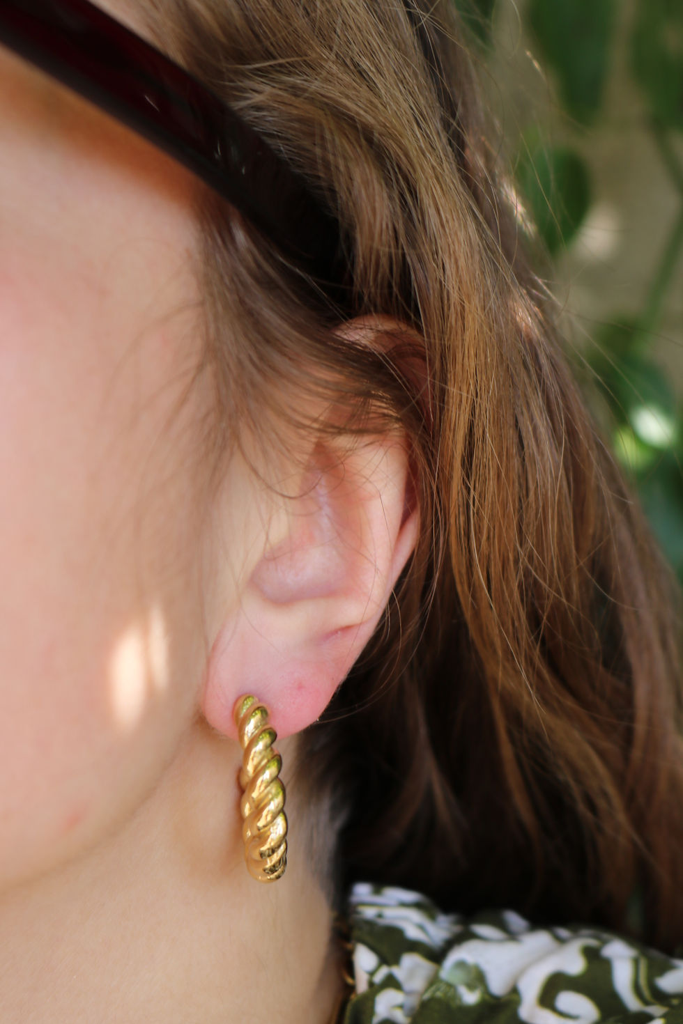 Thumbnail: Boucles d'oreilles originales femme acier inoxydable dorées, créole tressée dorée
