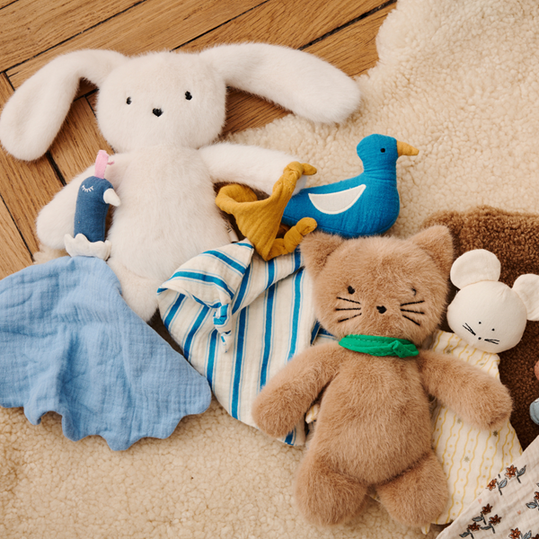 Doudou original plat rayé bleu mouette Petit matelot enfant le petit souk