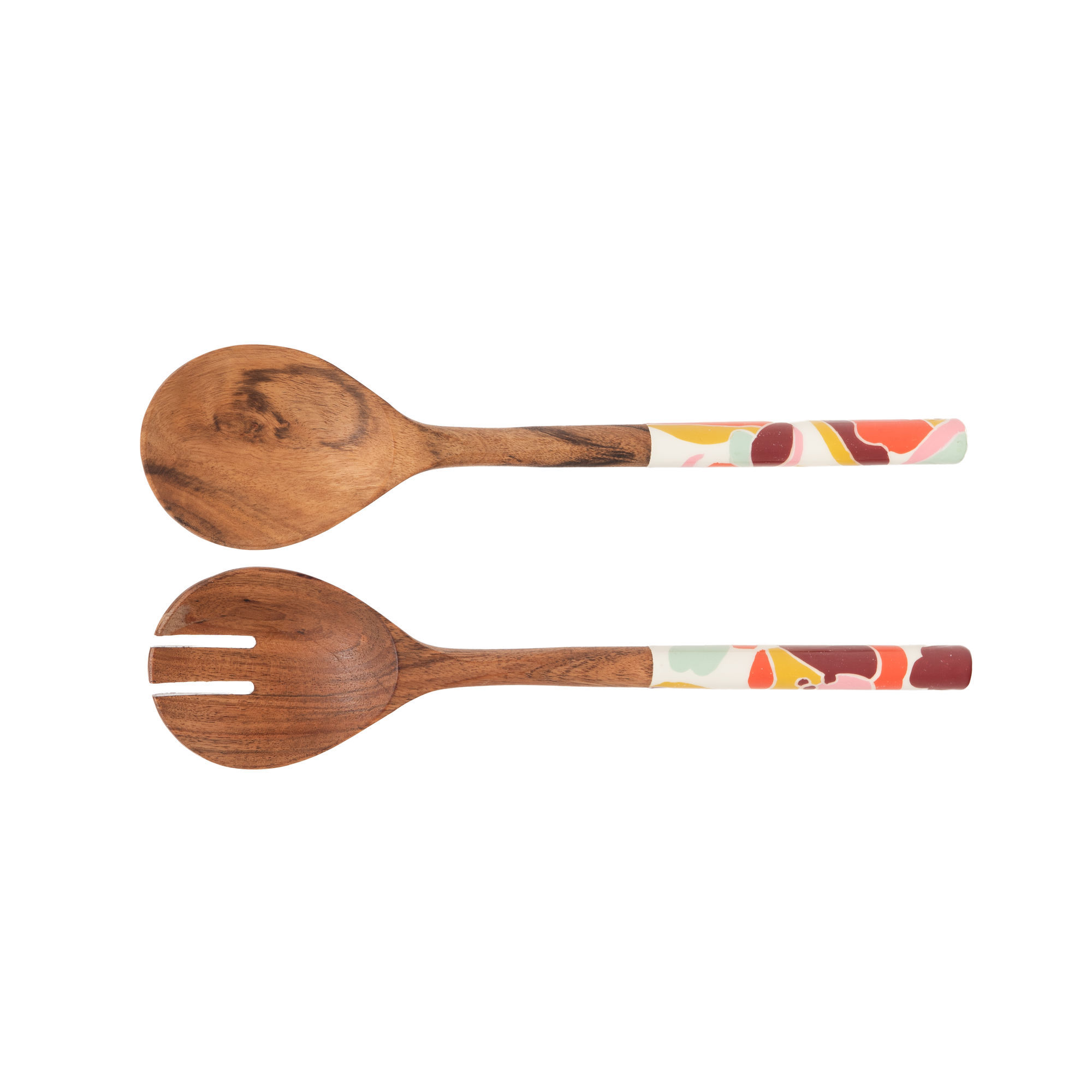 Lot de 2 couverts à salade originaux colorés en acacia, Alexia amadeus