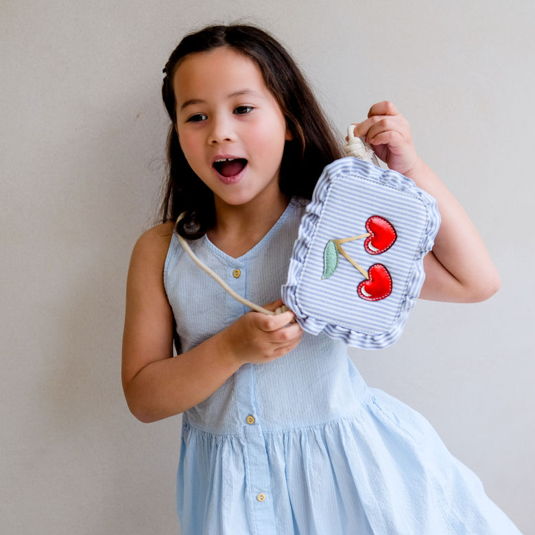 Sac à main original rayé bleu cerise enfant mimi & lula