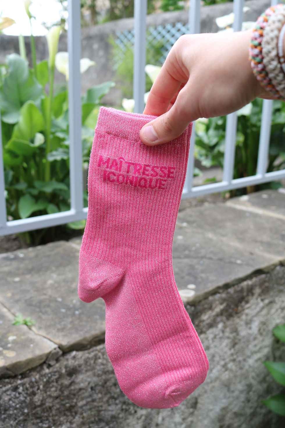 Chaussettes à paillettes originales femme rose foncé, Maîtresse iconique