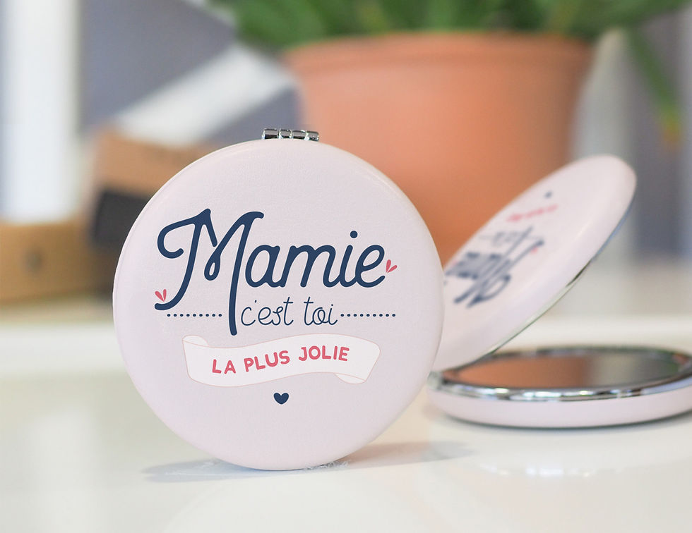 Miroir de poche personnalisé original mamie la plus jolie manahia