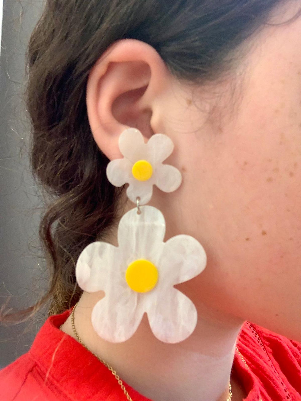 Boucles d'oreilles originales femme marguerite le petit souk