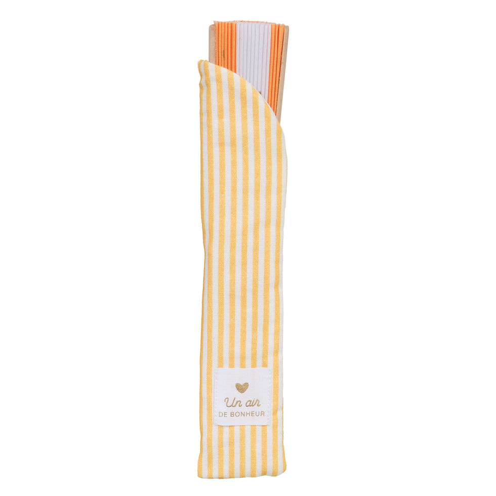 Eventail original rayé orange bonheur, Baya cades amadeus