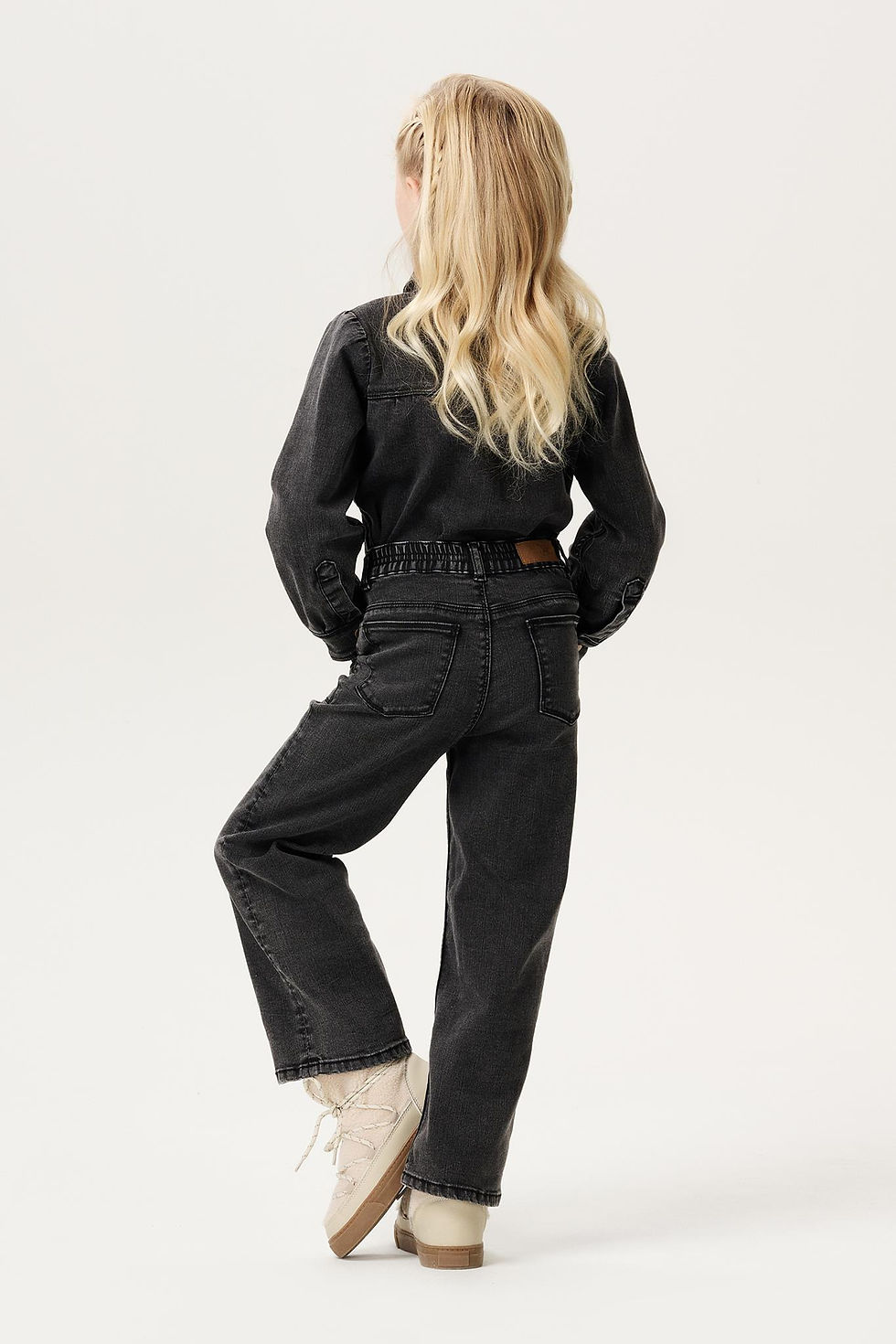 Pantalon original jean gris brodé fleurs Jammu fille enfant noppies