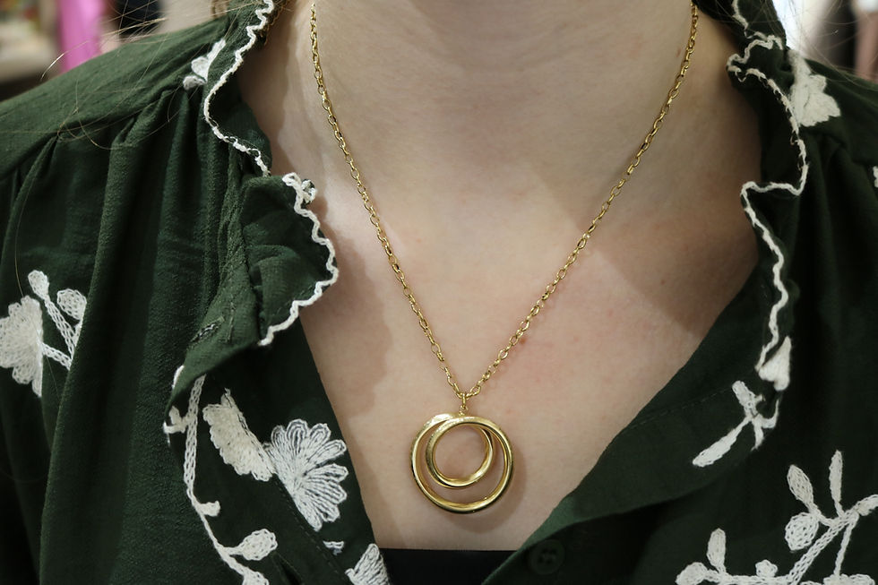 Collier original femme acier inoxydable doré, cercle doré