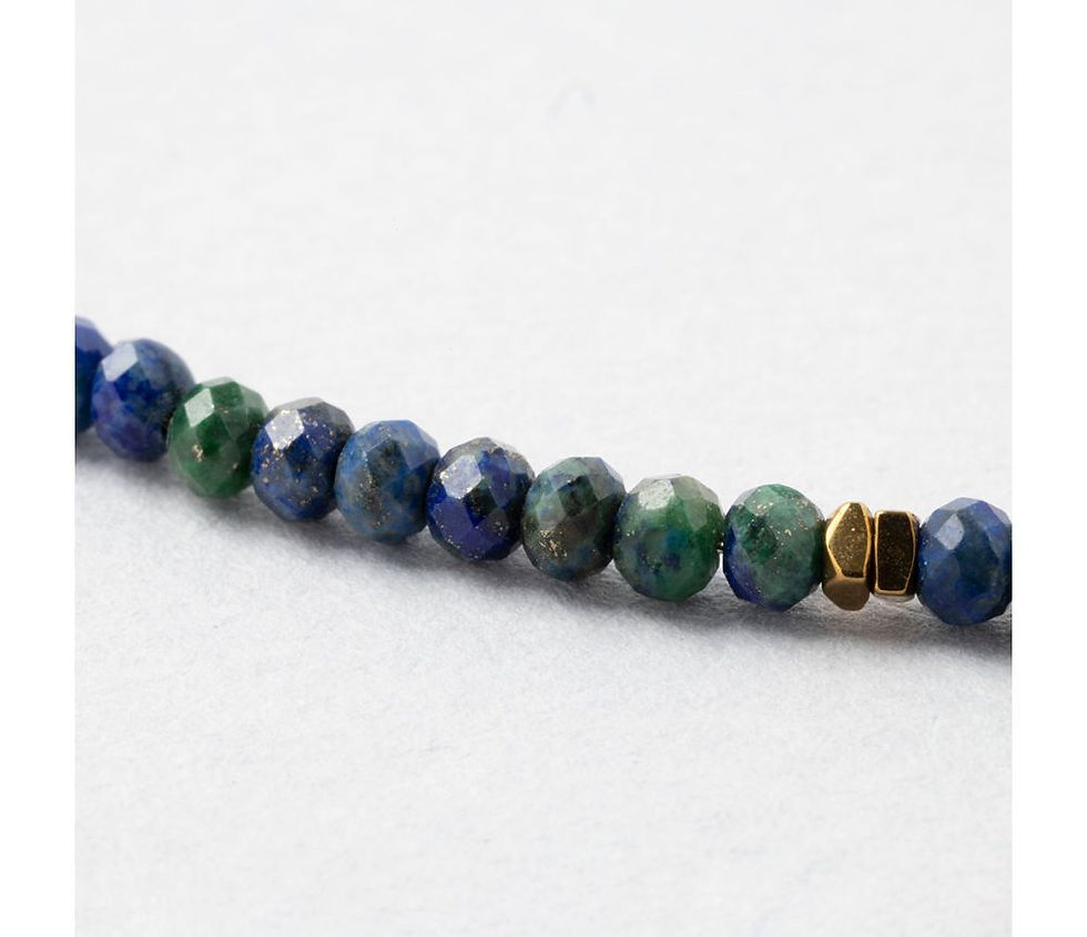 Collier original femme acier inoxydable doré, pierre Lapis Lazulli sema design