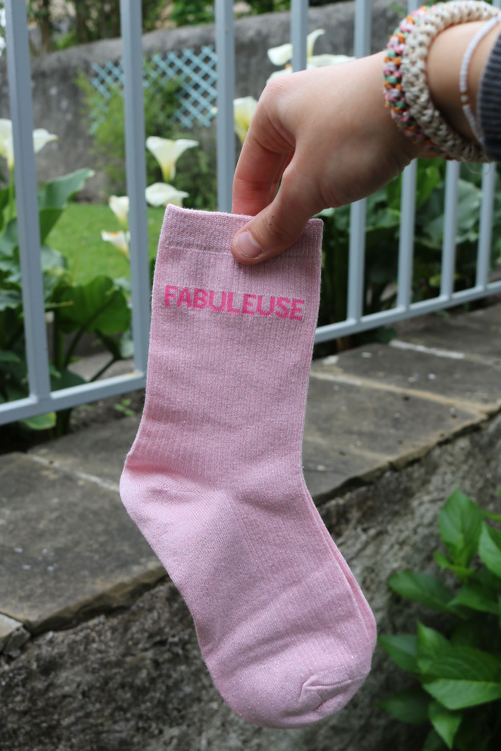 Chaussettes à paillettes originales femme rose clair, Fabuleuse