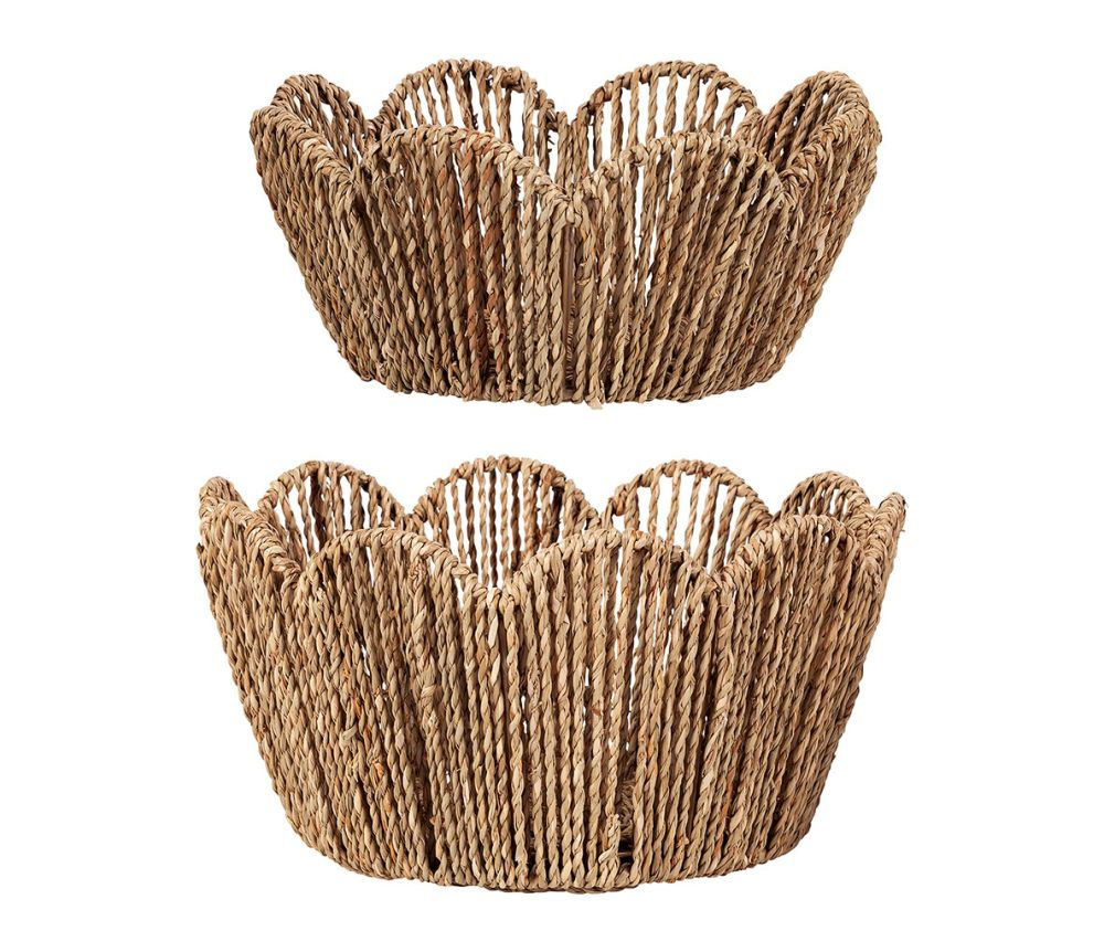 Corbeille de rangement en jonc de mer, 2 tailles comptoir de famille