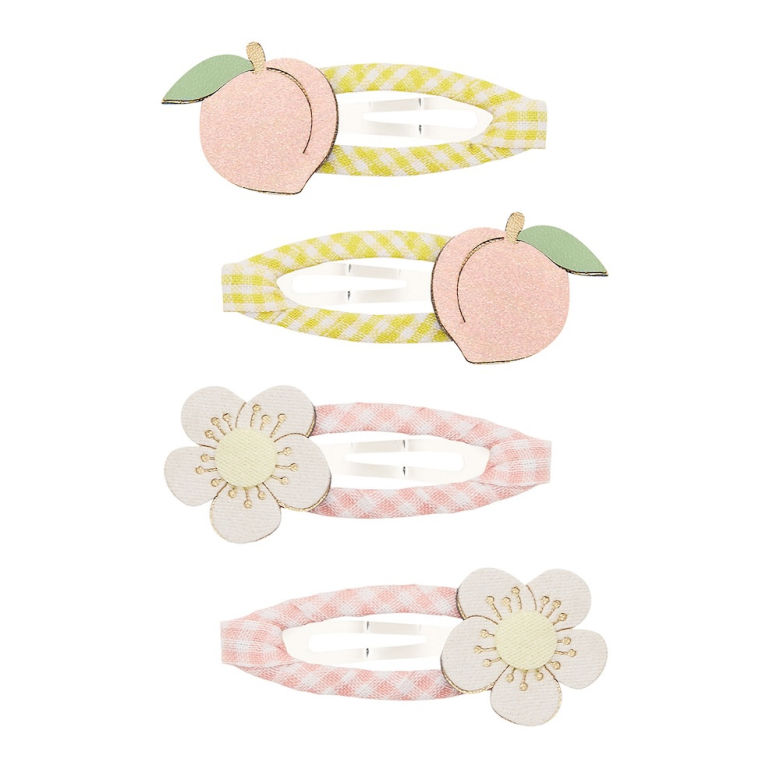 Miniature : Set de 4 barrettes originales bébé pêche fleur enfant mimi & lula