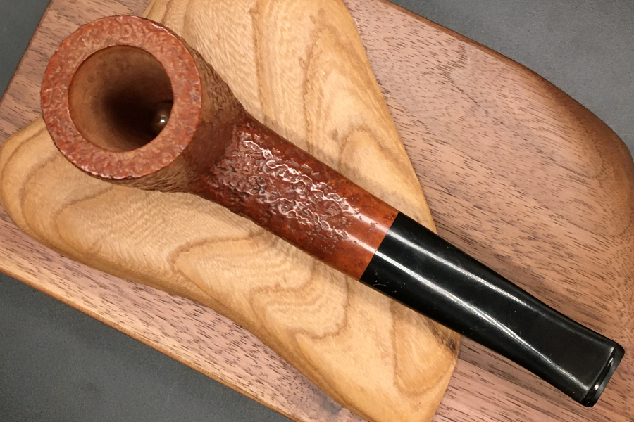 Thumbnail: Featherweight Pipe #FW6500005 Top View - A Sandblasted Finish. on the Bowl and Black Stem