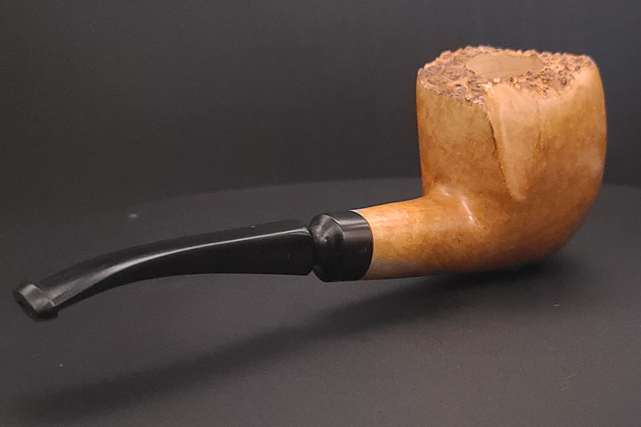 Thumbnail: Right Side View - Handmade "All Natural" tobacco pipe.  Natural wood finish on bowl with a black stem.