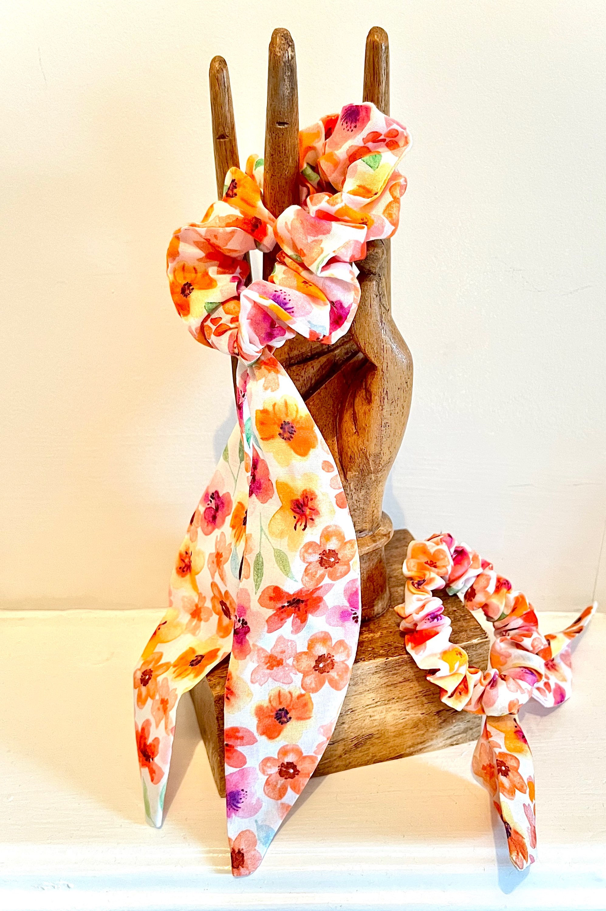 Bunny Ear Summer Floral Scrunchies