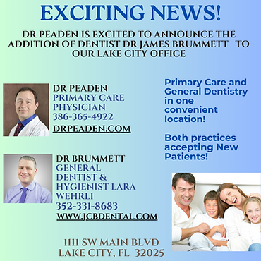 Announcing Dental Care Now Available at Dr Peaden's Primary Care Office