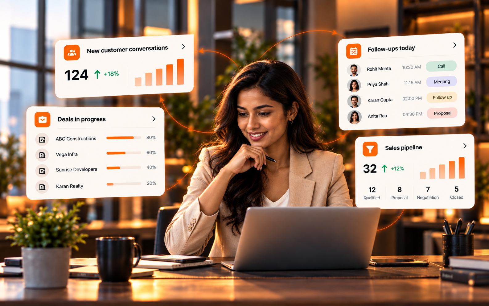 Sales and accounts professional reviewing conversations and commitments