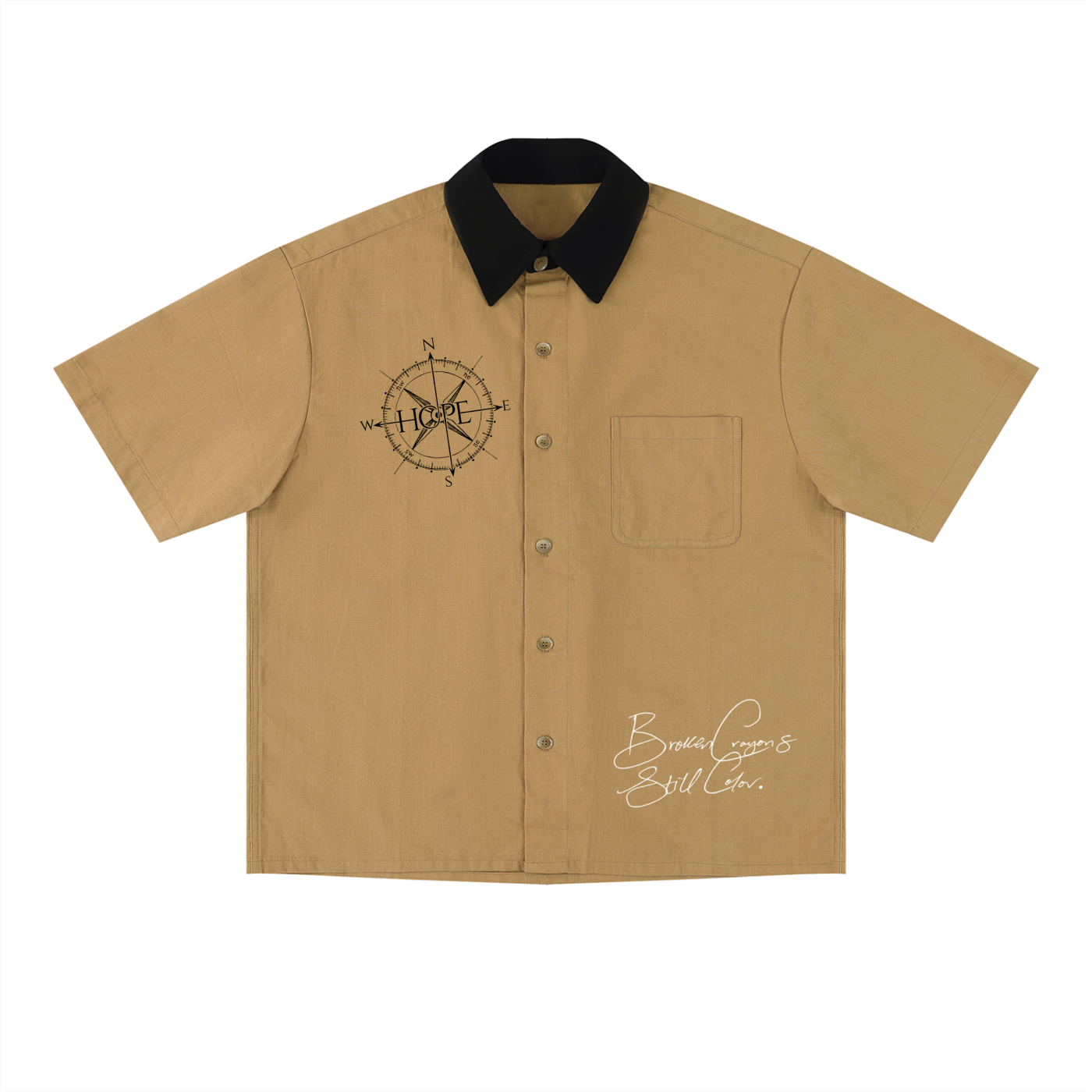 Compass Color Block Button Up Shirt
