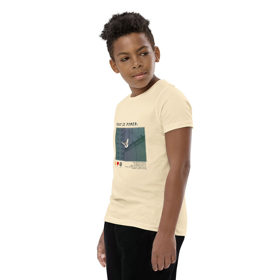 Thumbnail: Peace is Power Youth Short Sleeve T-Shirt