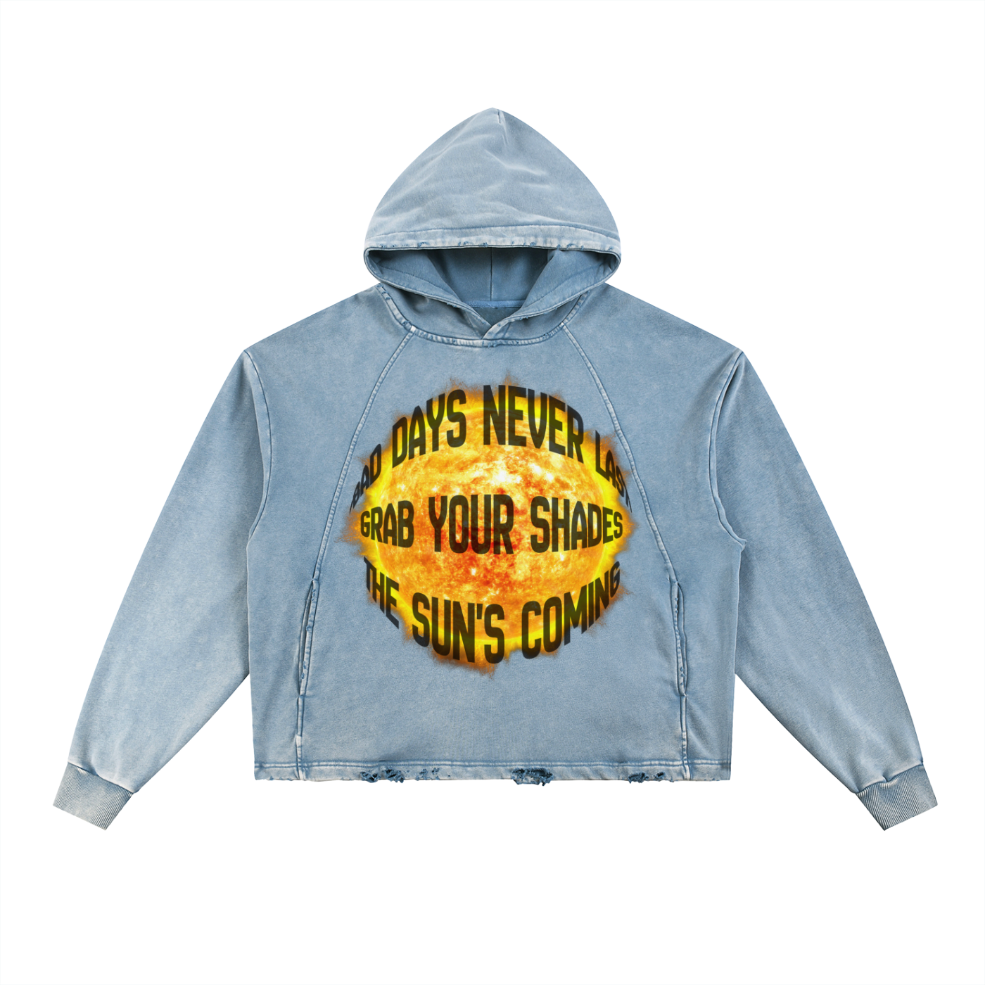 SHADES Vintage Washed Frayed-Hem Hoodie
