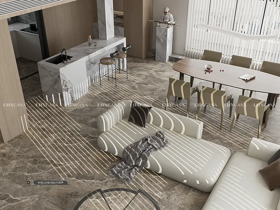 Mẫu gạch lát nền phòng khách màu nâu