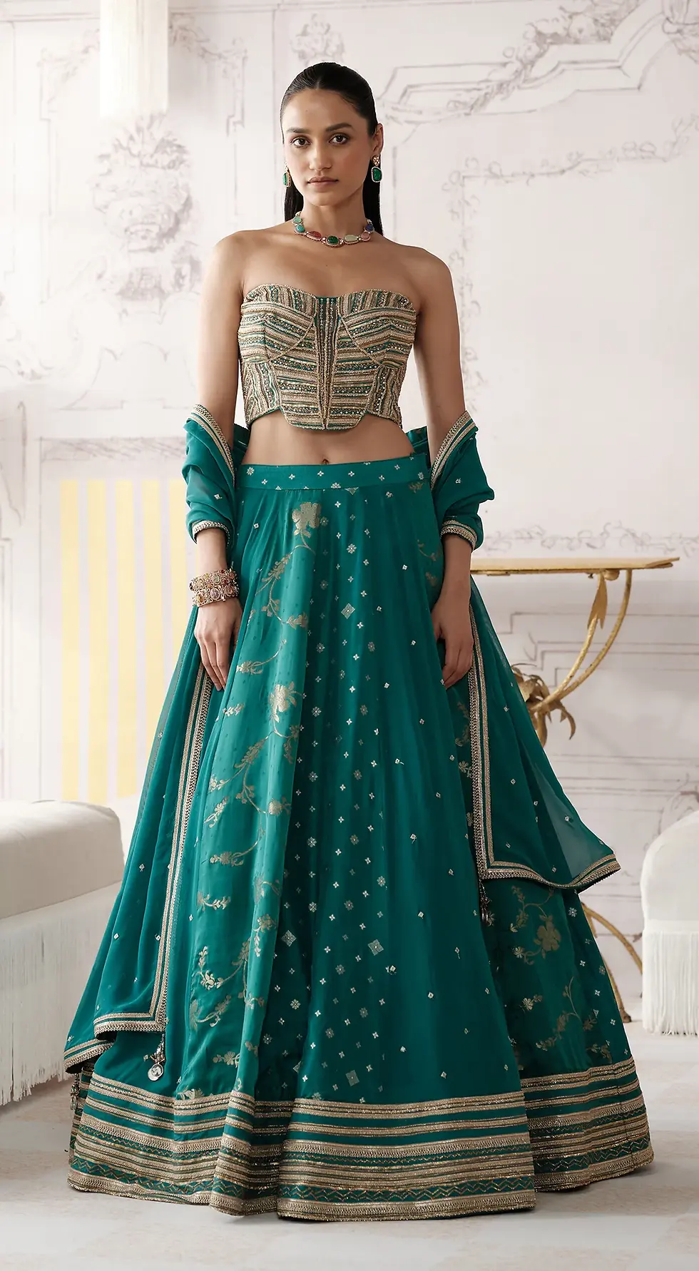 Thumbnail: THE ROYAL TEAL LEHENGA - 4594