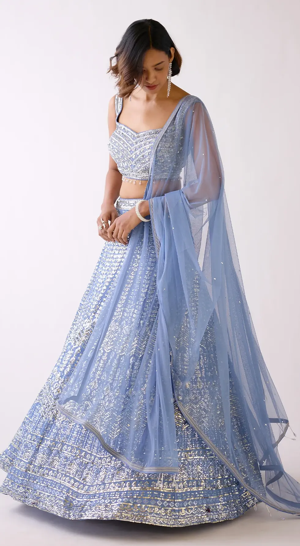 Thumbnail: Powder blue sequins lehenga