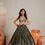 Thumbnail: Deep olive green floral zari lehenga set with embroidered blouse and dupatta – available at Ladlee Atlanta, Indian clothing b