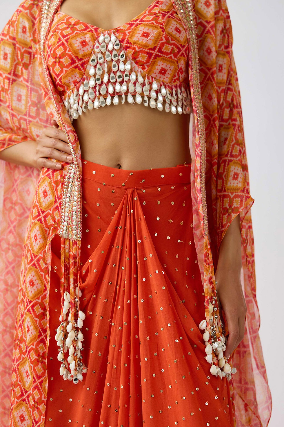 Thumbnail: Coral Radiance Indo-Western Drape Set