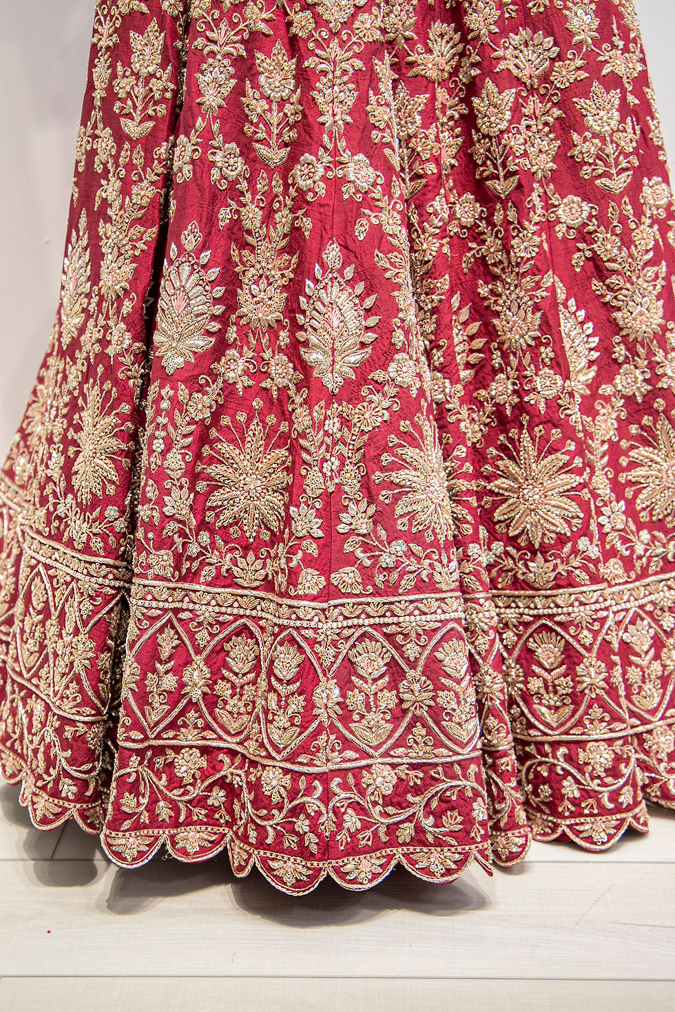 Thumbnail: Pure Silk Red Bridal Lehenga