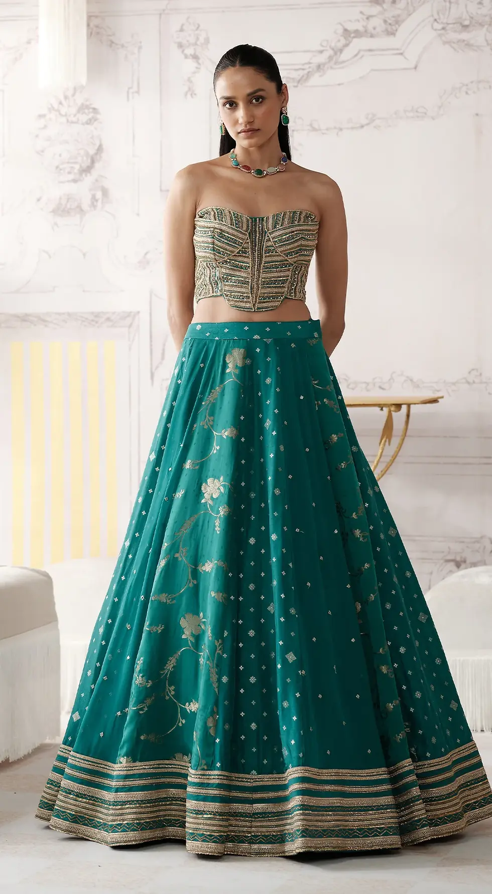 Thumbnail: THE ROYAL TEAL LEHENGA - 4594