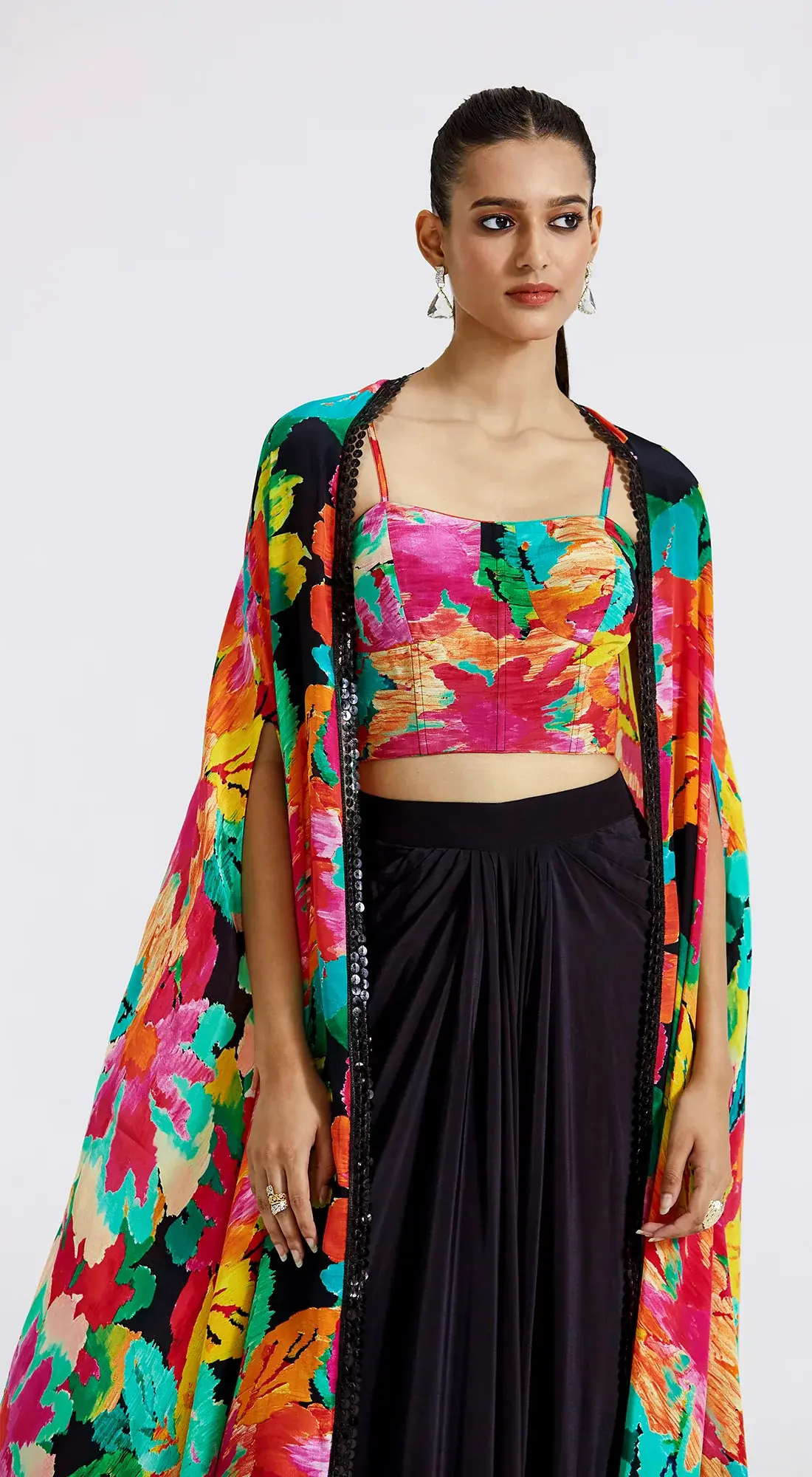 MULTI COLORED  SKIRT WITH CAPE